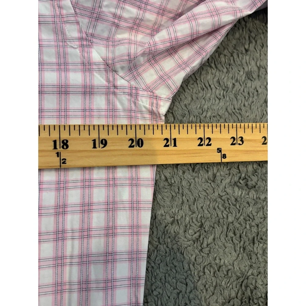 Bachrach Mens Dress Shirt 15 32/33 Pink Plaid Long Sleeve Button Career Office